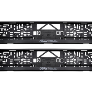 Nosilec Ford EČV črn, z belim logotipom Ford in logotipom "BRING ON TOMORROW".